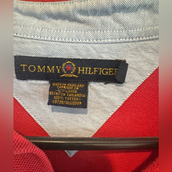 Vintage 90s Tommy Hilfiger Vibrant Red Polo Shirt XL - Picture 3 of 5